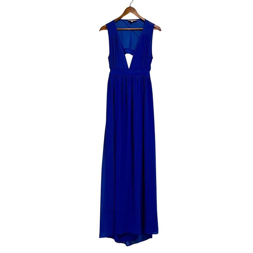 Keepsake Blue Maxi Dress Deep V Plunge Open Back Formal Size 6 Reformation Style